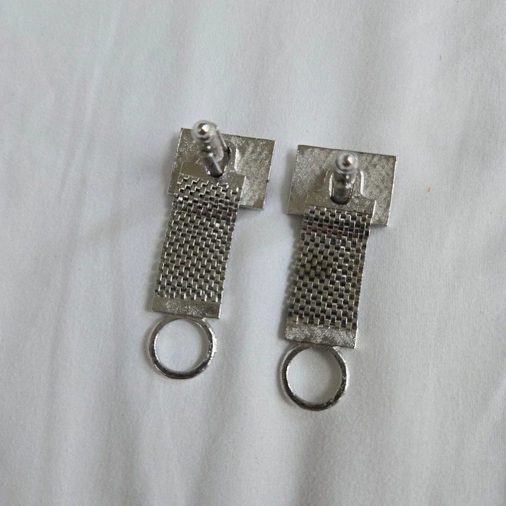 VTG Green Stone Mesh Cufflinks Wrap Unbranded OS Mens Green Silver Tone Textured